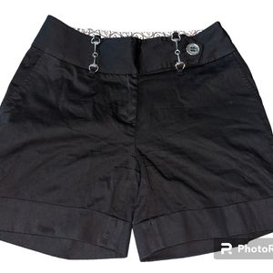 Adrienne Vittadini - S 4 Black Metal Horsebit Buckle Shorts Small
